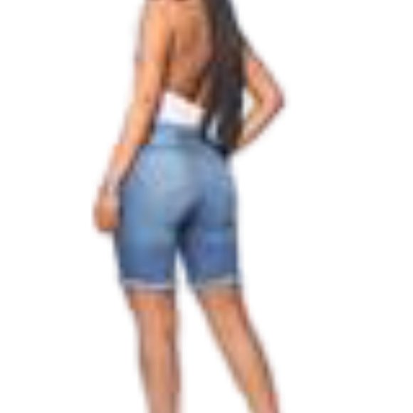 Fashion Nova Destroyed Denim Jean Bermuda Shorts - Picture 3 of 5